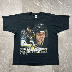 90s Vintage Pittsburgh Penguins Graphic Tee Mens 2XL XXL Mario Lemieux Hockey